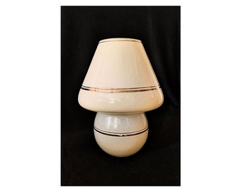 MURANO attributed lamp for fans and collectors of vintage lighting pure design Fungo model  beige with gold stripes ITALY c 1980