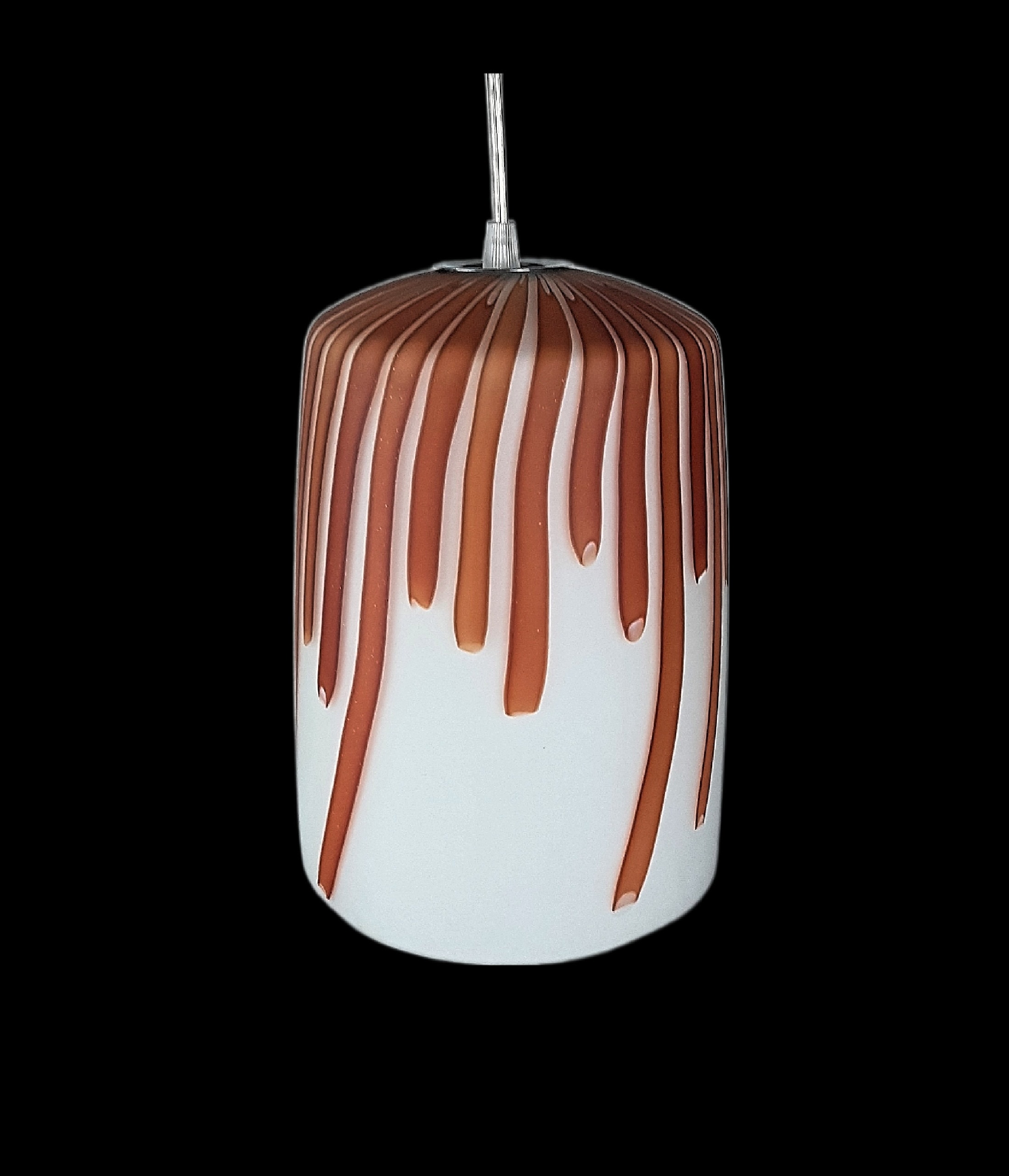 Suspension EFFETRE RIBO Mid Century Modern – Rouge, Verre Italien, Lustre 2004