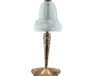 Lampe Art déco MAYNADIER / MASSIN, design français classique des années 1920, superbe base en bronze, antiquité de collection vintage France c 1920