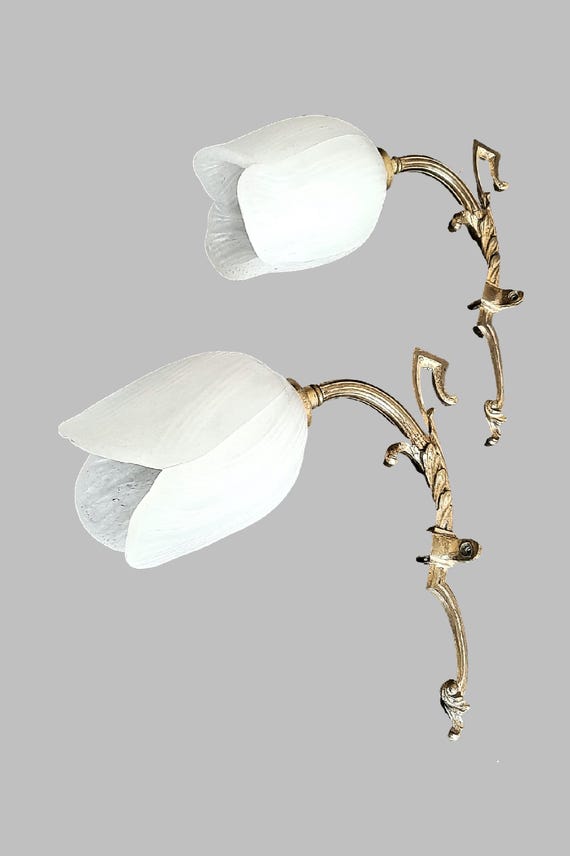 Applique murale Art Nouveau – tulipes en pâte de verre signées MP - Décoration