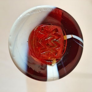Jarrón de cristal artístico de MURANO diseño único de cristal rojo y blanco Italia años 60 imagen 6