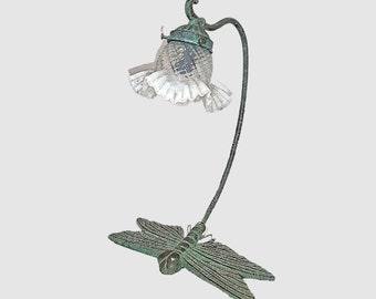 Art Nouveau style lamp; "Libellule"  dragonfly design, desk lamp, decorative collectible, vintage Franch post WWII production