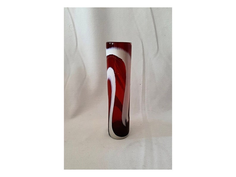 Jarrón de cristal artístico de MURANO diseño único de cristal rojo y blanco Italia años 60 imagen 1