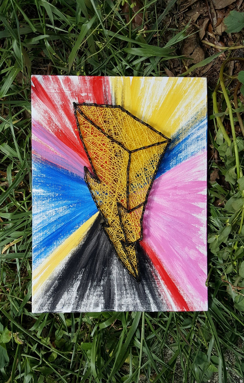 Power Rangers Lightning Bolt String Art Comic Book Theme Home Decor Or Bedroom Decor