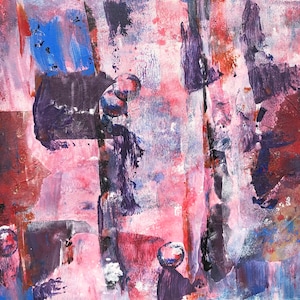 Picture, original painting, stretcher frame, canvas, CONTINUOUSLY BEGINNING, mixed media, red blue white, contemporary, acrylic, unique