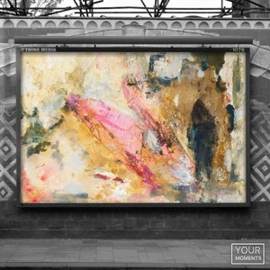 PICTURE, unique piece, emerald green and pink, The MODERN MIRROR, unique canvas art, original painting, acrylic, folk art, abstract, mixed media, Christmas