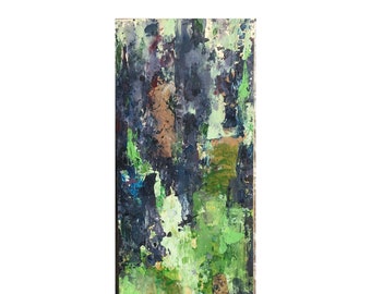 Picture, GREEN IS HOPE, painting original, mixed media, acrylic on wood, green, blue, nature abstract, spring, folk art