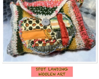 Tasche, boho, grün orange, SPOT LANDING, Unikat handgemacht, unique art, upcycling, nachhaltig, folk art, Geschenke Frauen, ethno, Frühling