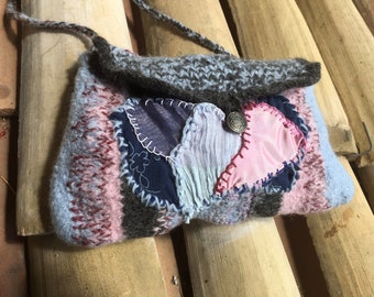 Bag, boho, TRUSTED MOUNTAINS, upcycling, sustainable, retro, wool, patchwork, unique handmade, folk art, gifts for women, spring