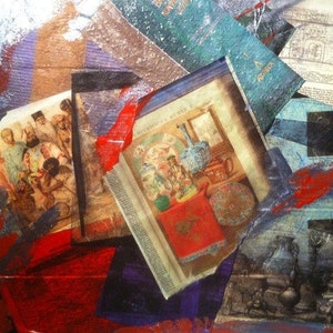 Collage, arte, quadro: DYNASTY, dipinto originale, arte, tecnica mista, acrilico su legno, opera d'arte unica, pezzo unico