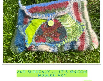 Tasche, Unikat handgemacht, boho, rot blau grün, And SUDDENLY … IT’S GREEN, unique art, upcycling, Geschenke Frauen, Natur