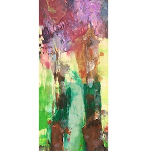 TECNICA MISTA, Dipinto originale, Quando gli ALBERI crescono in paradiso, estate, astratto, collage, acrilico su legno, alberi