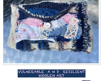 Bag, boho, pink blue, VULNERABLE AND RESILIENT, unique handmade, unique art, folk art, romantic, gifts women, spring