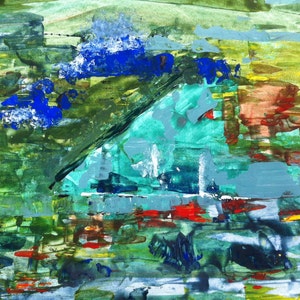 Painting, EIFEL-GREEN, acrylic on paper, original painting, abstract landscape, Eifel, green, gifts for women, unique