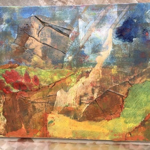 COLLAGE, Keilrahmen, rot grün blau, MOTHER EARTH, Original Gemälde, unique canvas art, Art, Kunst, abstrakt, Landschaft, Bild, Frühling zdjęcie 10