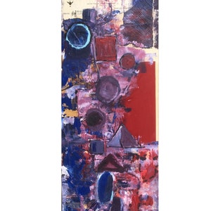 TECNICHE MISTE, dipinto originale, boho, IDENTITY astratto, acrilico su legno, arte, arte, arte popolare, blu rosso
