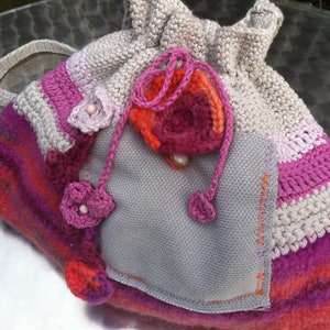 BORSA, unico fatto a mano, boho, rosa grigio arancione, metà secolo, BORSA SOFT CANDY, arte unica, sostenibile, regali per le donne, primavera immagine 4