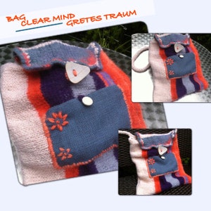 BAG, boho, unique handmade, CLEAR MIND, gifts for women, grey, orange, retro, embroidered, folk art, vacation, upcycling, sustainable