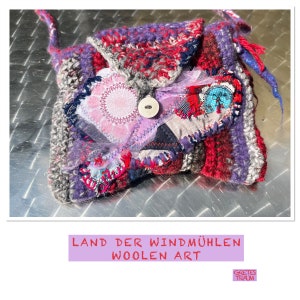 Bag, boho, unique handmade, red purple, LAND OF THE WINDMILLS, unique, gifts for women, Netherlands, folk art, upcycling, vacation, summer