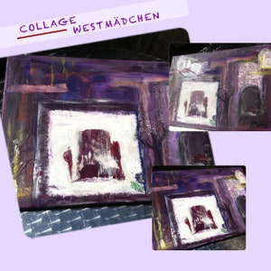 COLLAGE, WESTMAIDCHEN, arte su tela unica, arte, pittura originale, tecnica mista, telaio, tela, acrilico, arte popolare
