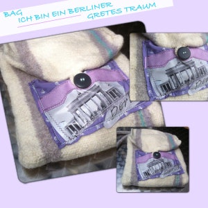 Bag, unique handmade, boho, white purple, I&#39;M A BERLINER, unique, sustainable, gifts for women, folk art, mid century, upcycling