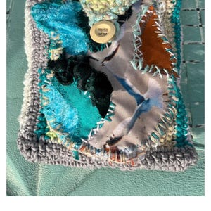 Borsa, unica fatta a mano, turchese, grigio, boho, TEMPO DEI GABBIANI, arte unica, riciclo creativo, sostenibile, regali per donne, arte popolare, primavera