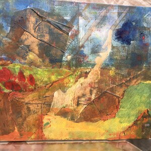 COLLAGE, Keilrahmen, rot grün blau, MOTHER EARTH, Original Gemälde, unique canvas art, Art, Kunst, abstrakt, Landschaft, Bild, Frühling zdjęcie 2