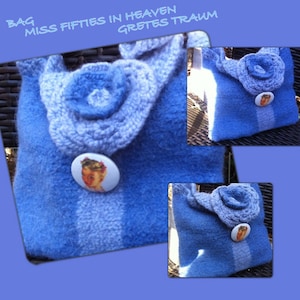 SAC, unique fait main, bohème, milieu du siècle, bleu, MISS FIFTIES, art unique, feutre, laine, durable, années 50, vacances, art populaire, printemps