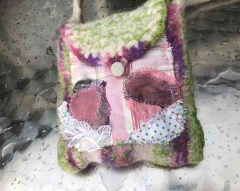BAG, boho, pink green white, unique handmade, homage to Rilke, traditional bag, sustainable, upcycling, folk art, spring, Mother's Day
