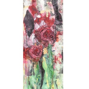 COLLAGE, dipinto, unico, originale, FEDELTÀ, primavera, fiori, tecnica mista su legno, arte popolare, acrilico