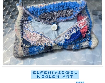 Bag, unique handmade, blue grey pink, boho, ELFENSPIEGEL, upcycling sustainable, ethno, nature, gifts women, lace, spring