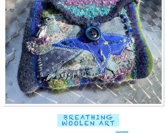 Bag, unique handmade, boho, blue, green, BREATHING, unique art, gifts women, ethno, upcycling, folk art, trend, new, spring