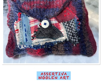 Bag, red blue, boho, ASSERTIVA, unique handmade, retro style, unique art, upcycling, sustainable, ethno, gifts women, spring