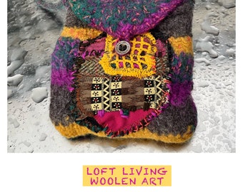 Bag, upcycling, magenta, yellow, boho, LOFT LIVING, unique handmade, cell phone case, unique art, ethno, retro, gifts for women, spring