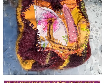 Tasche, boho, gelb aubergine, ALLES GEDEIHEN…, Unikat handgemacht, unique art, folk art, upcycling, nachhaltig, Geschenke Frauen, Frühling