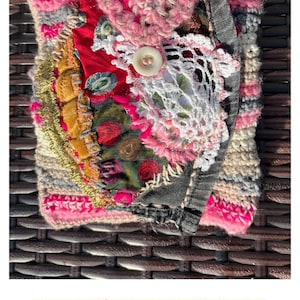Sac, bohème, unique fait main, rose, blanc, rouge, The ROSES'S DREAMS of BLOOMING, art unique, upcycling, durable, cadeaux pour femmes, ethnique