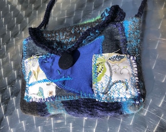 BORSA, boho, verde blu, STOPPING TIME, fatto a mano unico, arte della lana, regali unici, upcycling, sostenibile, arte popolare, primavera