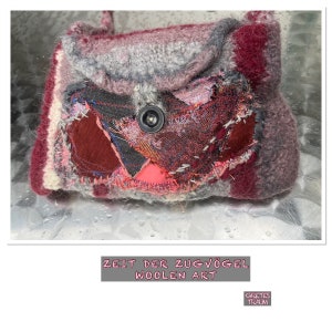Bolsa, boho, vermelho cinza, ÉPOCA DAS AVES MIGRATÓRIAS, única feita à mão, única, upcycling sustentável, presentes para mulheres, etno, natureza, arte popular, férias