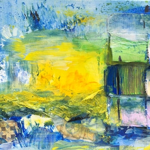 Peinture, originale, boho, QUAND seules les vieilles TESSERAE sont à GAUCHE, art de toile unique, techniques mixtes, cadre de civière, acrylique, papier, 3D, unique