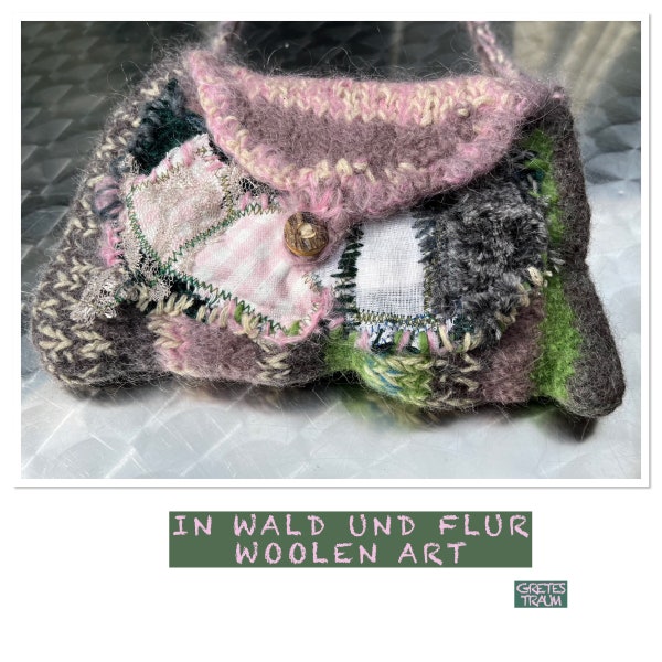 Sac, bohème, rose vert, EN FORÊT et FLORIDAL, unique fait main, unique, naturel, ethno, durable, cadeaux pour femmes, sac traditionnel, printemps