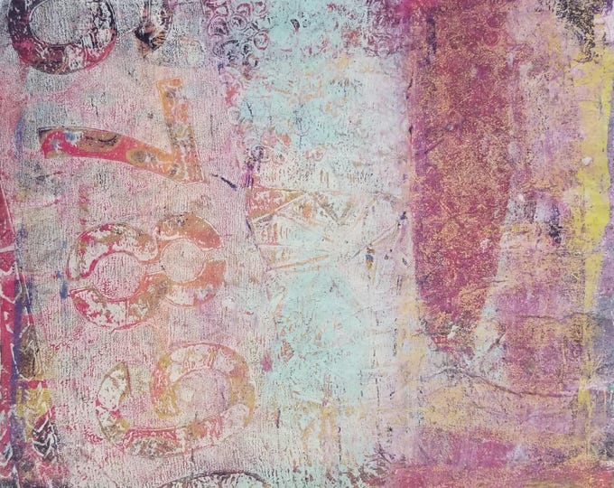 Abstract Acrylic Painting, Writings on the Wall Series, 12x12in Framed Art