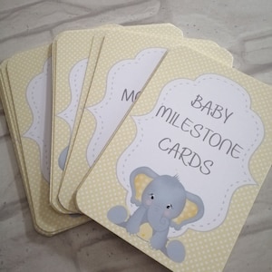Baby Milestone pour accessoire photo | Cadeau souvenir | Éléphant neutre jaune et gris | Cadeau nouvelle maman