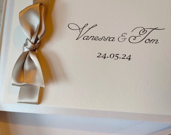 Luxury Wedding Guest Book | Ribbon bow | Boxed Vow Renewal Album