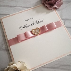 carte de mariage de remerciement or rose | de luxe personnalisée poème souvenir | De la part des mariés