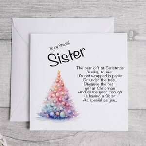 Carte de Noël de soeur | Carte spéciale tante | Carte-cadeau personnalisée Arbre à poèmes | Carte de Noël | carte pour elle | Maman Tante Grand-mère