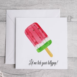 Carte de Saint-Valentin Lollypop grossière | Jeu de mots petit ami | Carte de blague de mari | Comédie Suck my Lollypop