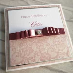 18ème carte de joyeux anniversaire de luxe | Carte personnalisée rose poudré avec strass