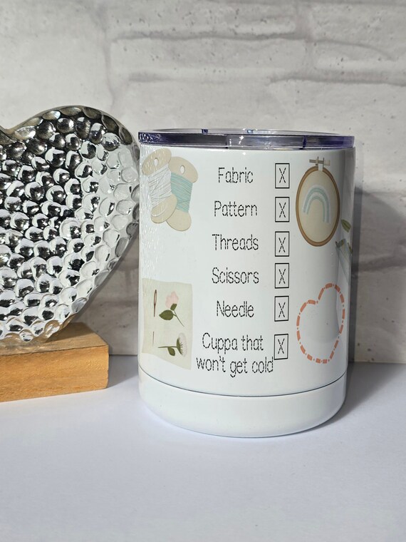 Cross Stitch Mug: 300ml Stainless Steel Hot Cup