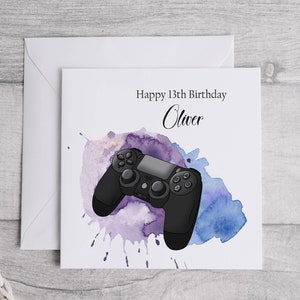 13e anniversaire | carte d'anniversaire de jeu | Carte-cadeau PS4/PS5 | Carte de contrôle de console fils frère neveu oncle petit-fils