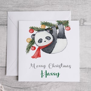 Carte de Noël panda à suspendre | Carte spéciale enfant | Carte-cadeau amusante | Carte de Noël
